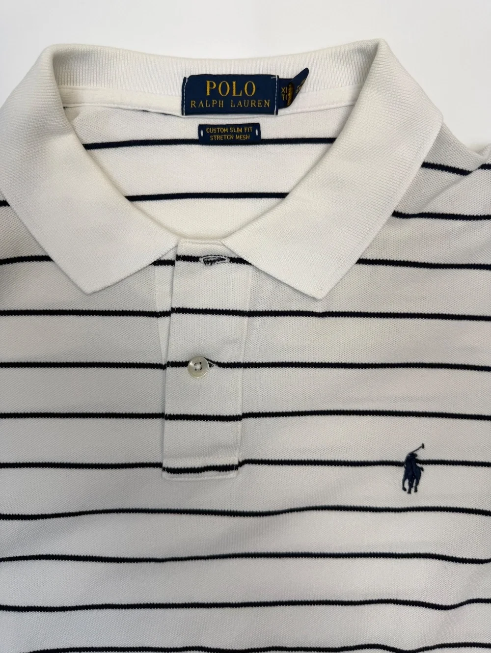 Polo Ralph Lauren white navy striped polo shirt